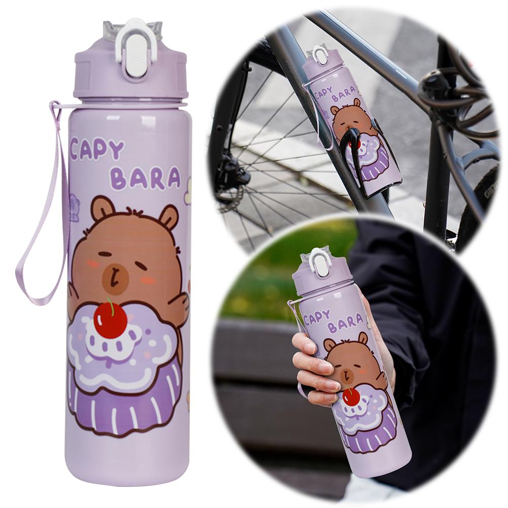 800/700ml Capybara Sport Waterfles met Rietje & Handvat Reis Waterbeker Grote Capaciteit Kawaii Waterfles voor Fitness Sport