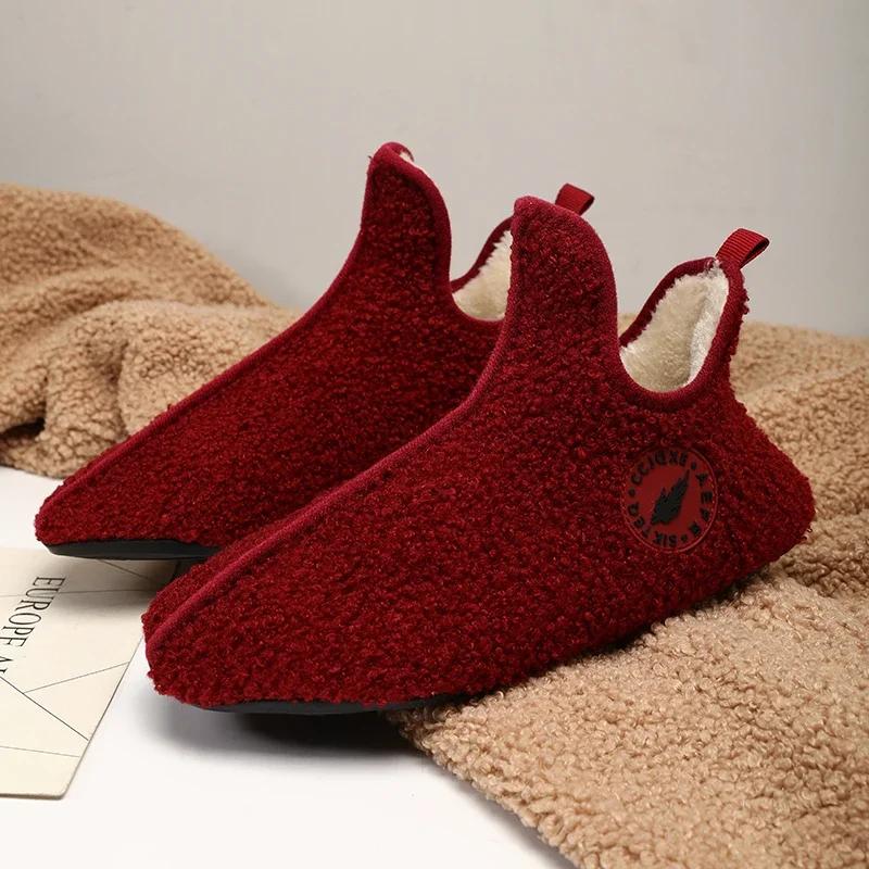 Winter Slippers Men Couples Slippers Non-slip Warm Women and Men Slipper Indoor Soft Shoes Comfortable Flat Home Cotton Shoe