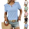 Damen Farbe ,Hals Knopf,oben Kurz,ärmel T,shirt Ausschnitt Top