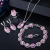 Schmuck Rosa Halskette Ohrringe Ring Armband Vierteiliges Set, Schmuckset