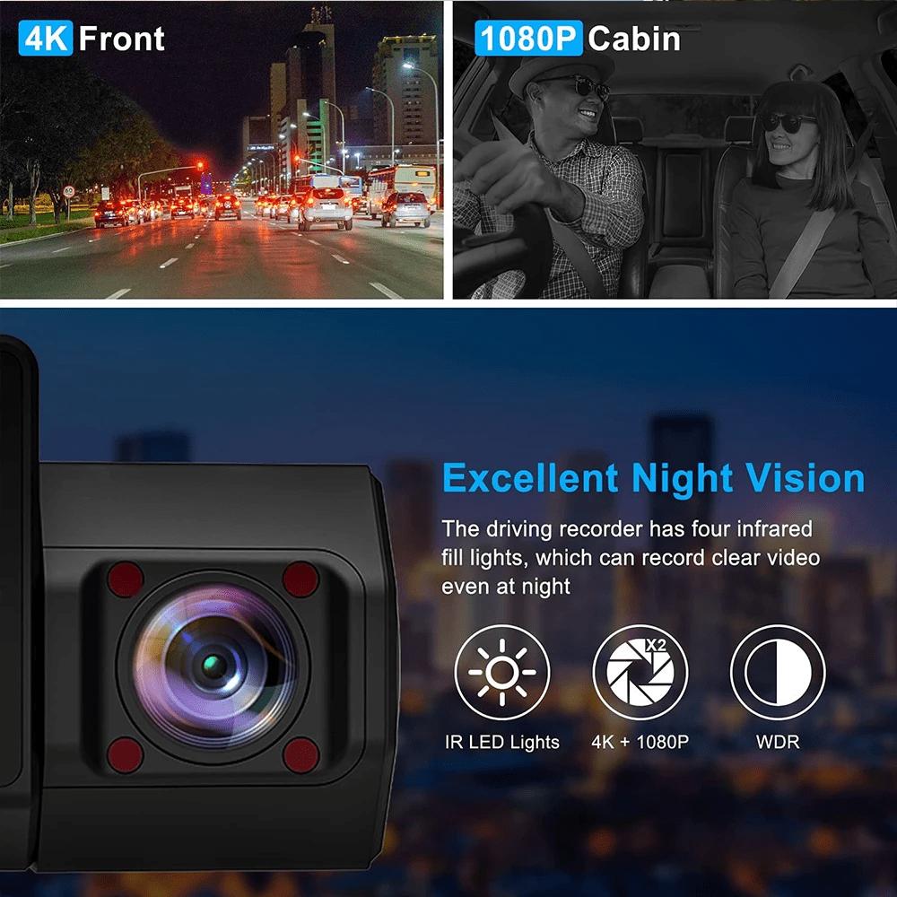 4K Dash Cam GPS WiFi UHD 3840*2160P Car DVR For Car Surveillance Cameras Night Vision Video Recorders Dashcam 24H Parking Monitor