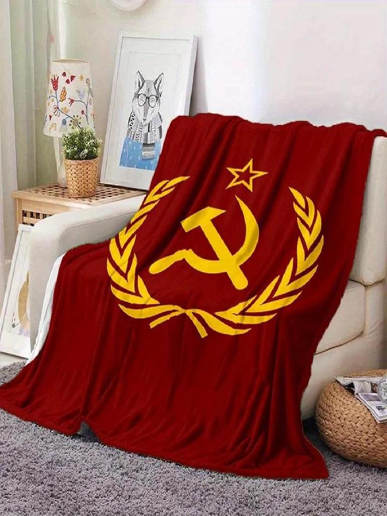 Retro Soviet Flag Digital Print Flannel Blanket  Lightweight AllSeason Perfect for Bed Picnic Travel  Nap