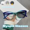 Ευρωπαϊκό και Αμερικανικό Πλαίσιο Cat Eye Αλλαγή Χρώματος Γυαλιά Μυωπίας Αντι-Μπλε Φως Πλαίσιο Πεταλούδα Φωτοχρωμικά Γυαλιά Μυωπίας
