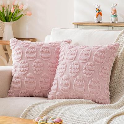 Egg Pattern Easter Pillow Cover Fluffy Super Soft Cushion Cover Wear-resistant Comfortable Throw Pillowcase Bedside Cushion