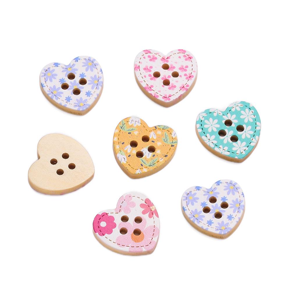 10 stuks Ronde Hart Pentagram Decoratieve Houten Gesp Handgemaakt DIY Poppenkostuum Knop