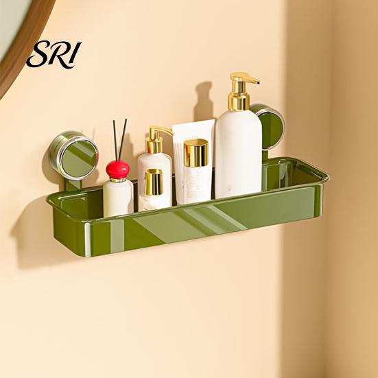 Bathroom Storage Organizer Rack with Suction Cup No-Drill Design Strong Toiletry Basket Load-Bearing Non-Slip Wall for Kitchen Damage-free