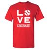 Cincinnati Love Baseball League Team Pride Hometown Majors T Shirt - Red