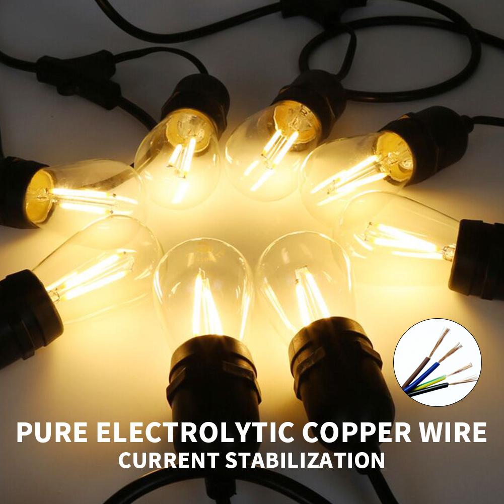 Guirlande lumineuse LED étanche de qualité commerciale, 10 grandes lumières connectables, décoration d'extérieur, pour jardin, vacances, mariage