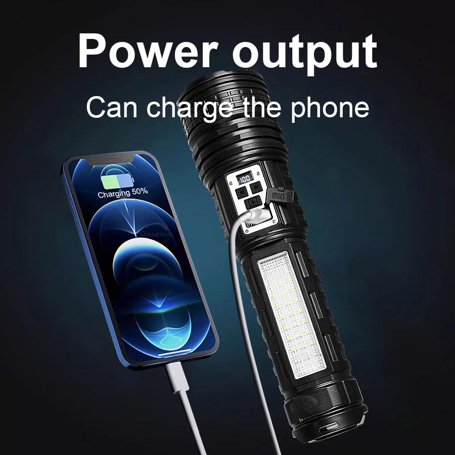 12000LM Rechargeable Flashlight Super Powerful Torch High Power Lantern Outdoor Emergency Lighting
