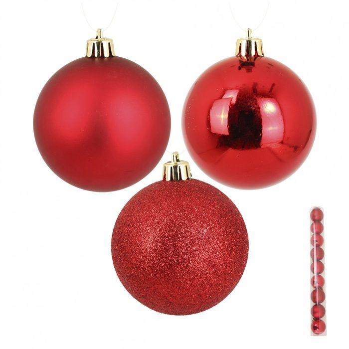 Set de 9 Boules de Noël Rouges 6 cm