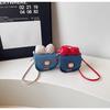Cute Cat Bow Knot Denim Mini Wallet Fashionable Cartoon Crossbody Purse for Women CLE