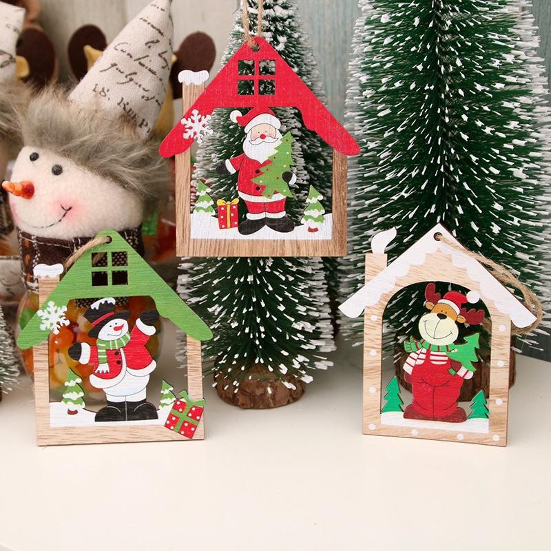 3pcs/set Christmas Decorations Wooden Craft Hollowed Out Christmas Tree Hanging Pendant Christmas Or