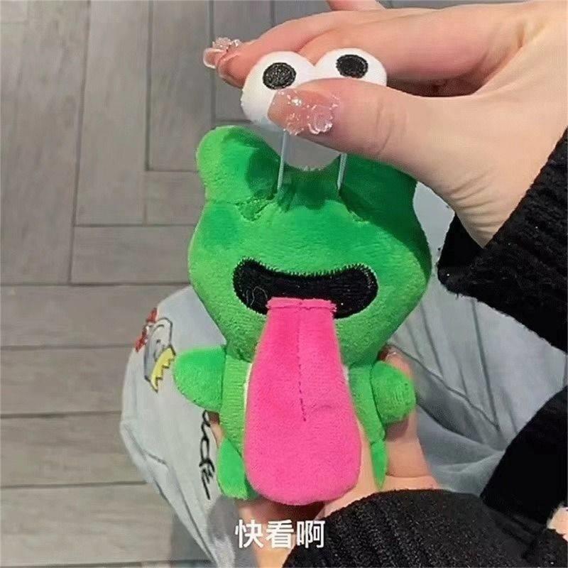 Lovely Plush Keychains Big Eyes Frog Doll Sticking Out Tongue Frog Magnetic Attraction Toy Keychain Pendant Party Favors
