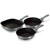 Set of 2 Frying Pans 1 Grill Induction 20-24-28cm Aluminum, Non-stick Berlinger Haus Moonlight Grey 55728