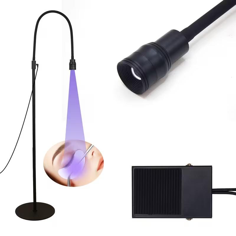 5W UV Lash Light with Foot Pedal, Lash Lamp for Eyelash Extension Grafting Nail Gel Curing Adjustable Angle and Light Spot Size
