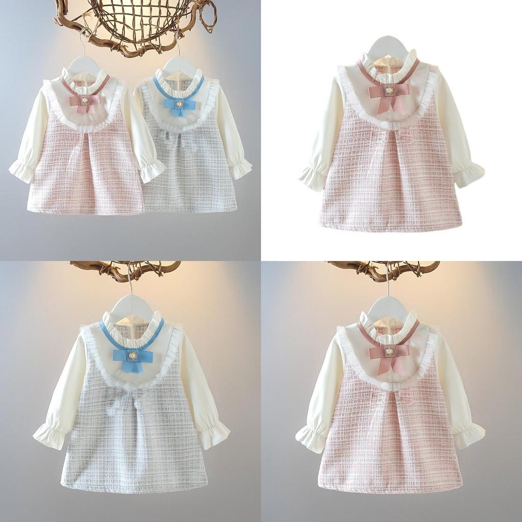 Mädchen Karo-Kleid mit Schleife für den Frühling, Freizeitkleidung
