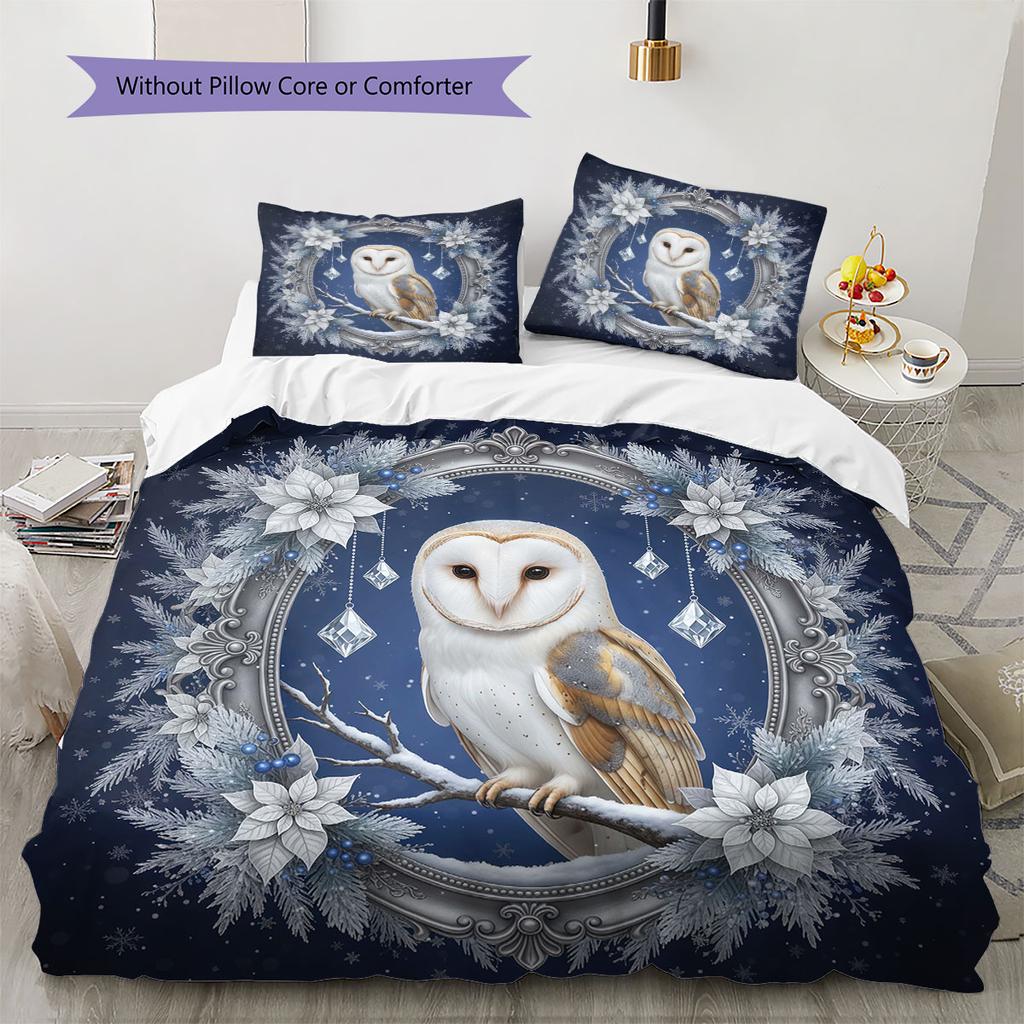 WinterLoveAnimals Pattern Bedding Quilt Set Quilt Cover Pillowcase Home Decoration Birthday Gift (1 * Duvet Cover + 2 * Pillowcase, Without Core)