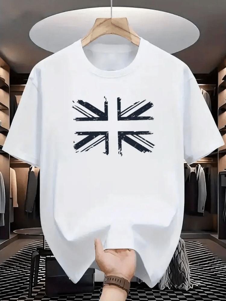 Sommer 100% reine Baumwolle Herren Freizeit Locker Trend Marke Bedruckt Bequem Sport Kurzarm