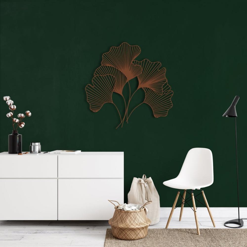 Metallblumen-Dekor, Geometrische Kunst, Metall-Wandkunst, Ginkgo Bilbao Blattblumen-Schild, Metall-Wanddekoration, Naturdekoration, Wandbehang