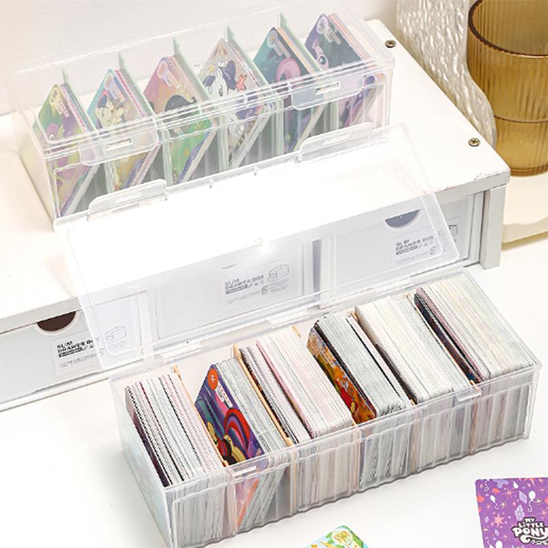 Transparent Plastic Storage Box Photocards Small Card Storage Box Desk Organizer Box Classification Box Stationery