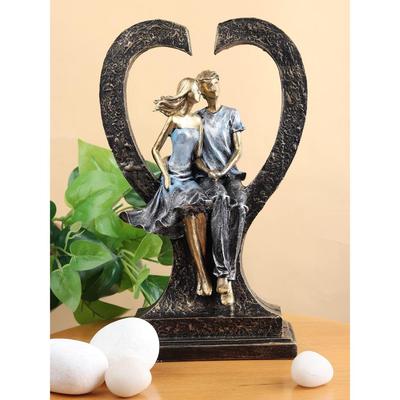 Statuetă de cuplu în formă de inimă, piesă decorativă, statuetă șezândă pentru decorul casei, cadou pentru aniversare