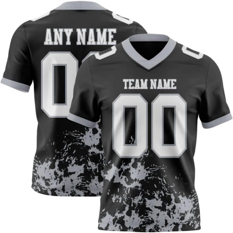 Custom Graffiti Style American Football Jersey Personalized Diy Team Name Number V Neck Breathable Sport Uniform For Men Women