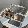 Nordic Stainless Steel Rectangular Coffee Shop Pallet Storage Disk Net Snack Cake Dish Dining Dessert Plate Kitchen Dish Tray