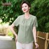 YUZHAOLIN Mid-Aged Women's New Chinese Style Summer Short-Sleeve Blouse