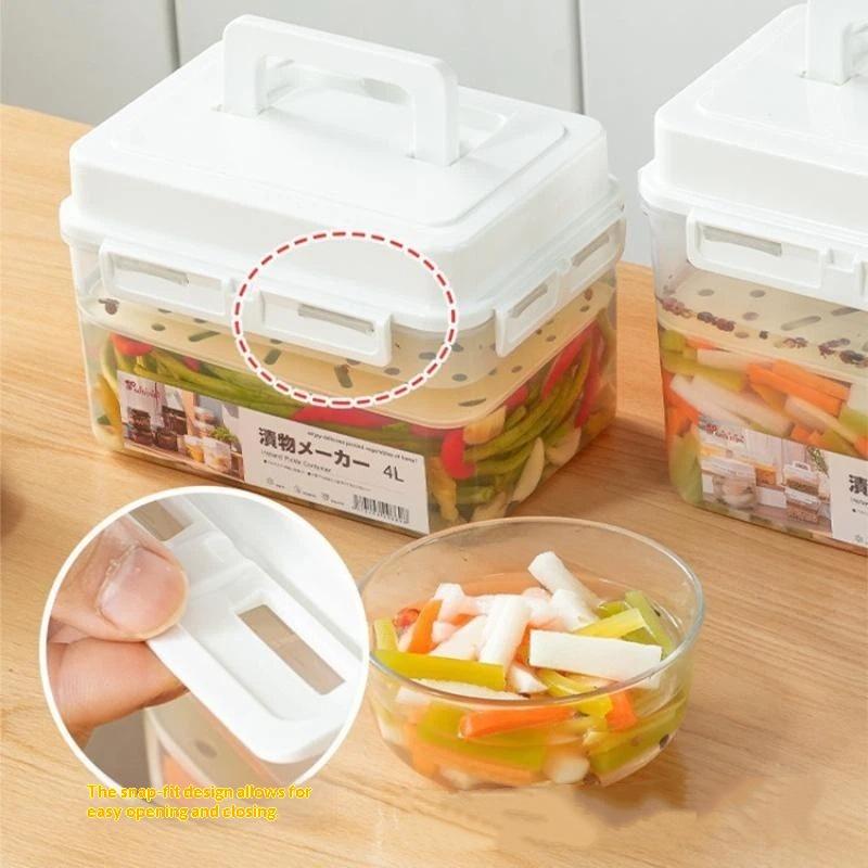 4L Leakproof Pickle Jar with Weighted Press Plate Food Safe Kitchen Fermenting Bin for Gherkin Sauerkraut Kimchi Storage