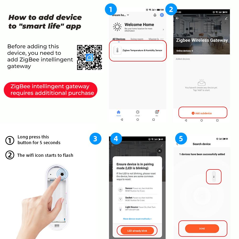 Tuya ZIgbee with/No LCD Display Temperature and Humidity Sensor Indoor or Outdoor Thermometer Support Alexa Google Assistant