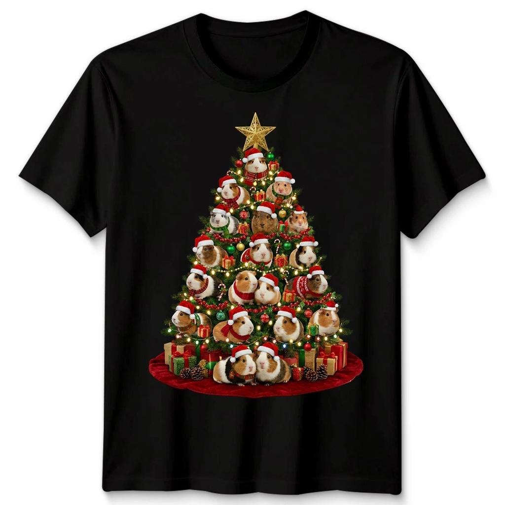 Guinea Pigs Christmas Tree Holiday Mens T-Shirt Womens Tee Graphic Unisex Tee
