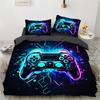 Bettwäsche-Set „Game King Queen“ mit 3D-Spielgriff-Motiv, schwarz, für Kinder, Teenager, Jungen und Männer, Gamer-Schlafzimmerdeko, Bettbezug und Kissenbezug