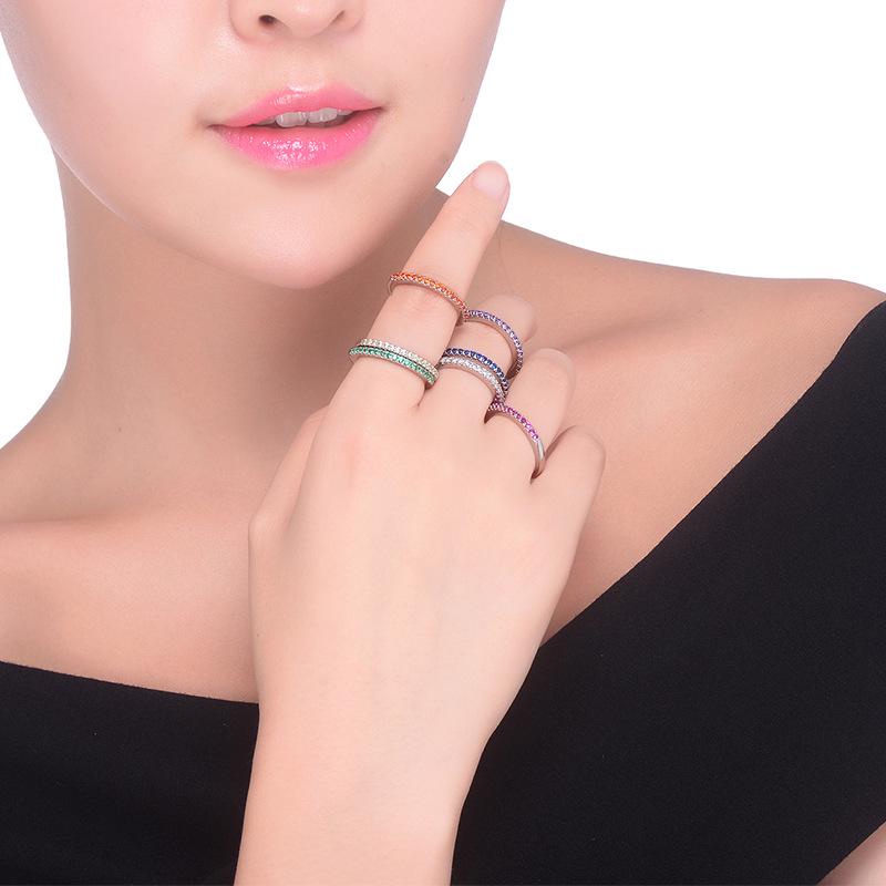 Elegante Anillo de Plata con Circonita Euroamericano para Mujer - Popular Accesorio de Joyería Versátil