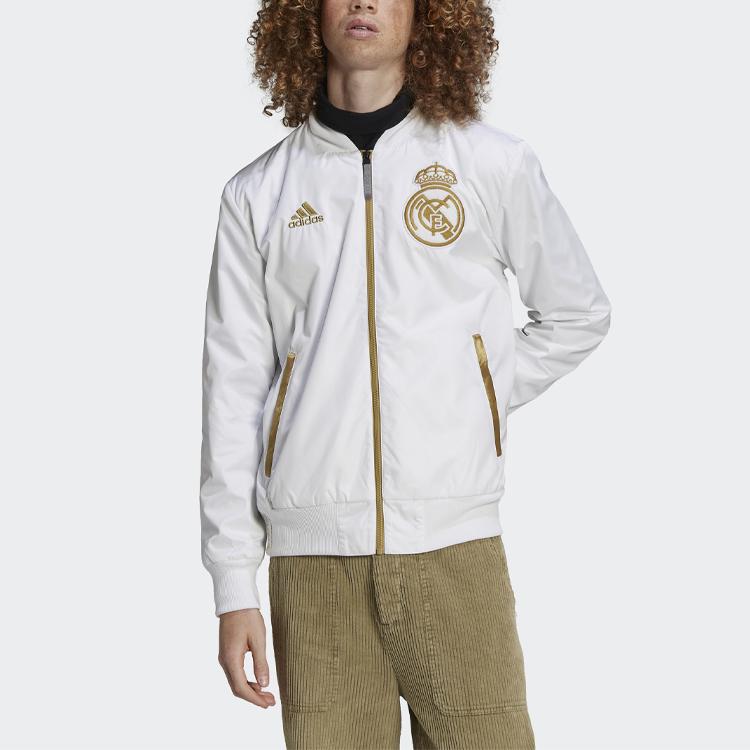 adidas Kurtka Bomberka Piłkarska Real Madryt z Logo Roku Tygrysa Męska Odzież Wierzchnia Biała HA2530