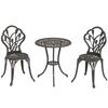 3 Piece Patio Bistro Set for 2, Outdoor Aluminium Garden Table and Chairs with Umbrella Hole for Balcony, Bronze Tone