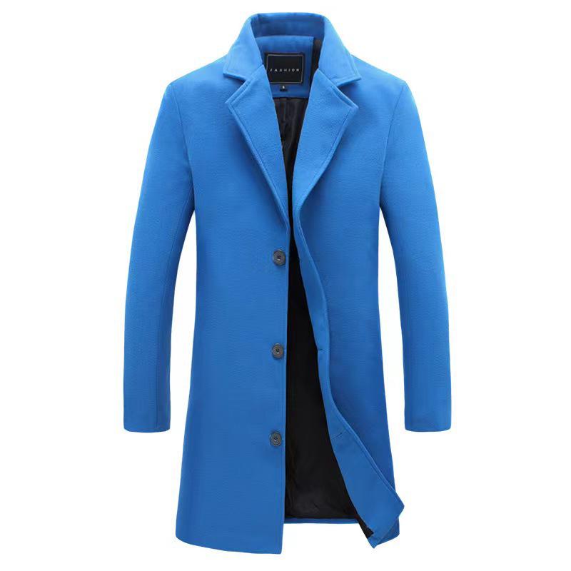 Heren Koreaanse Stijl Slim Fit Middellange Wollen Jas - Herfst/Winter Mode Trench Bovenkleding