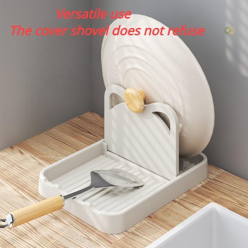 Kitchen Household Pot Lid Rack Multi-functional Foldable Wall-mounted Soup Spoon Storage Rack Pot