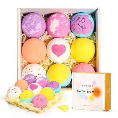 Epeios Bath Bombs, a Popular Gift for Women, Carbonated Bath Bombs, and a Scented Birthday Gift. A Colorful Assortment of Bath Balls for Sensitive Ski