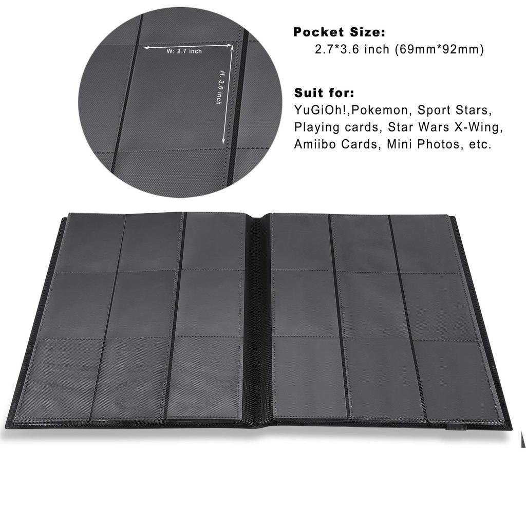 MUDOR 360 Pocket Trading Card Side Loading PP Card Binder Pocket Size R Kompatybilny z albumem Pokemon Cards, Pocket, (Zielony)
