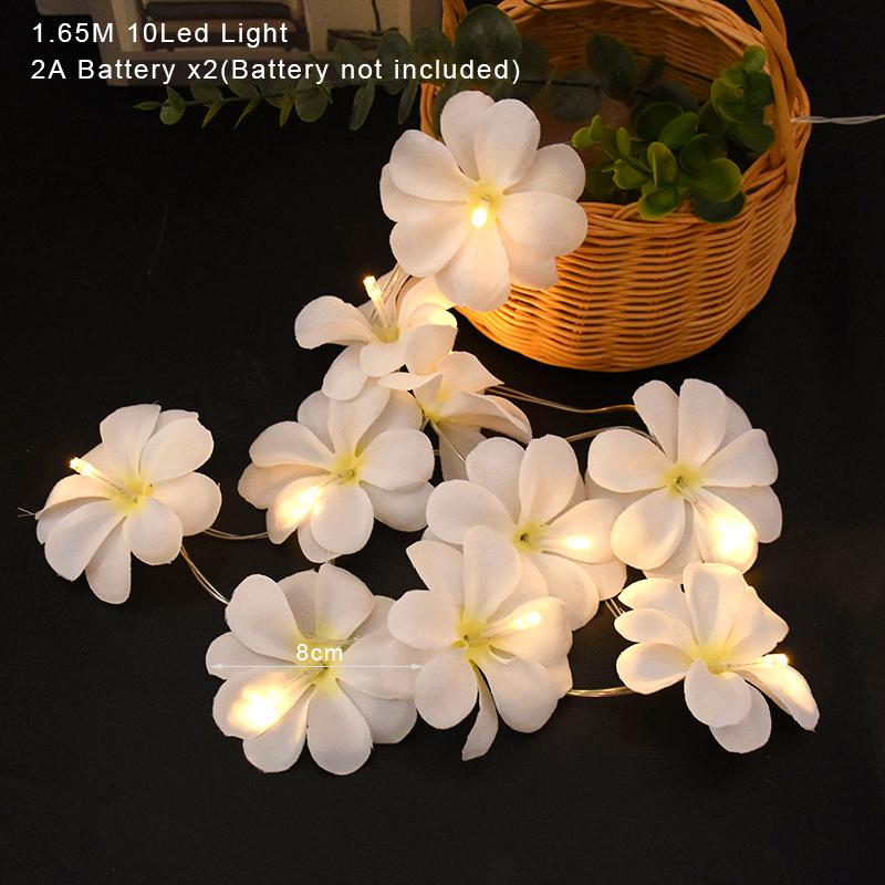 Hawaiian Plumeria Flower Garland LED String Lights Artificial Peony Flower Vine Fairy Lights for Wedding Party Home Decoration