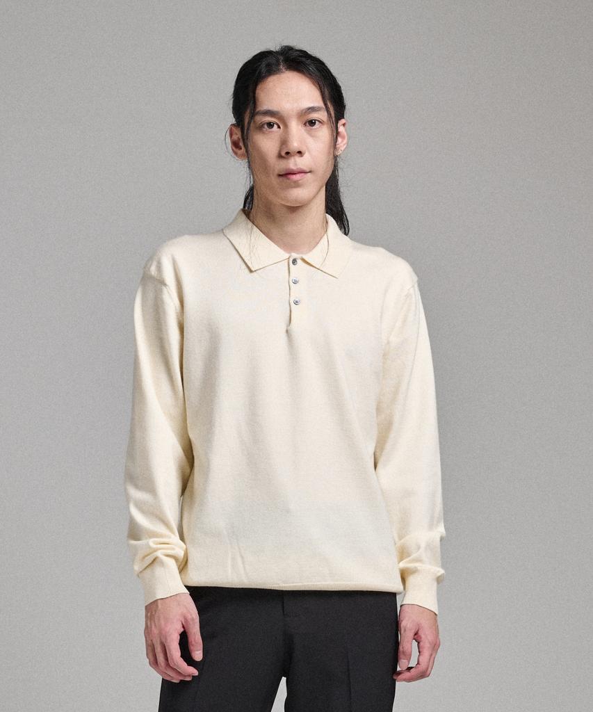 ANALOG MOOD Semi-Collar Neck Knit (Cream)