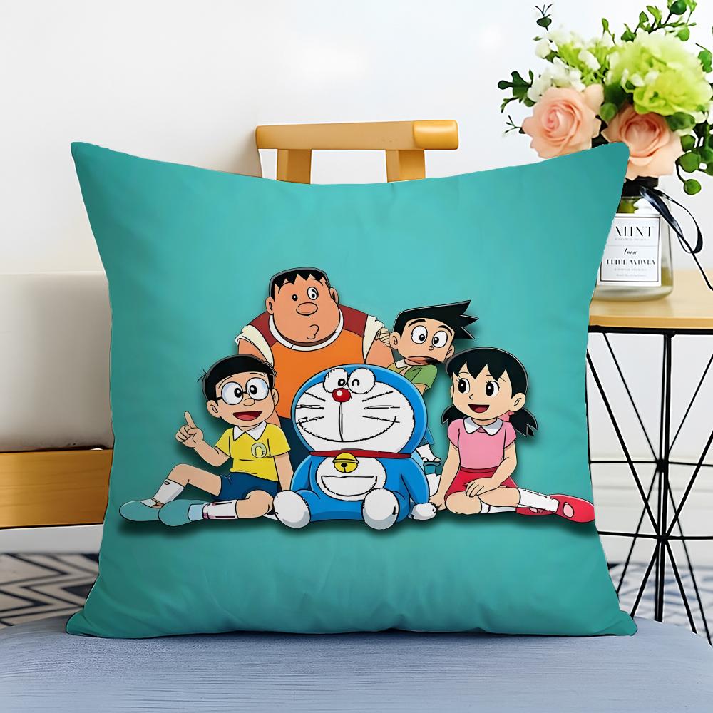 DDoraemon Cushion Cover Washable Linen Pillowcase Soft for Sofa Bed Cozy Home Room Decor