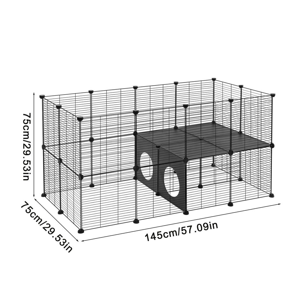 Small Animal Playpen 57.09x29.53x29.53in Portable Metal Fence for Guinea Pigs/Bunny/Hedgehogs/Chickens