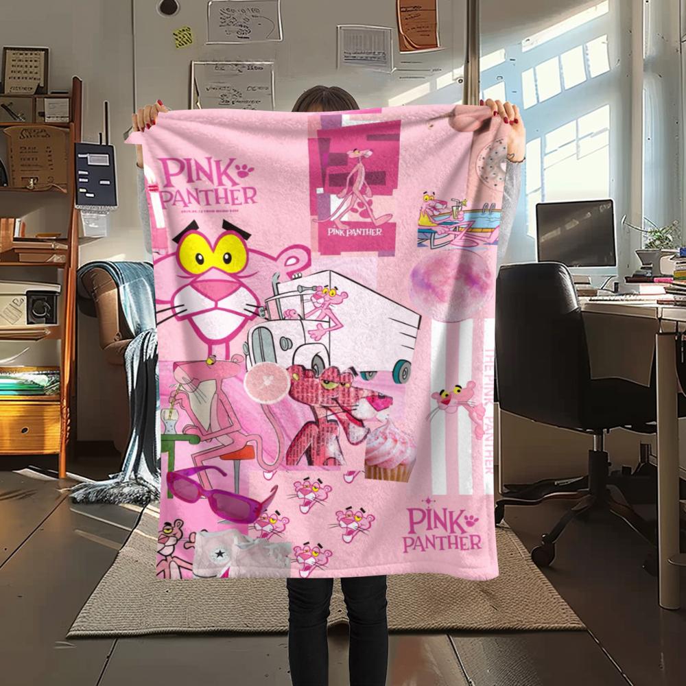 1 pièce La Panthère Rose Imprimée Couverture en Flanelle, Haute qualité Confortable pour Toutes les Saisons, Décoration Intérieure, Chaleur et Confort, Parfait pour les Cadeaux de Noël209