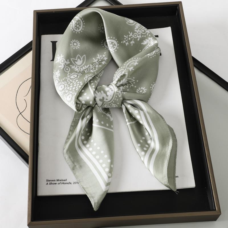 Fashion Print Silk Hairbands Scarf Women Spring New Elagant Floral Bandana Neck Kerchief Head Bands Foulard Female Scarfs