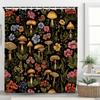 Tenda da Doccia Piante Fiori e Funghi, Tenda da Doccia Decorativa per Bagno Stile Floreale Botanico Vintage Bohemien
