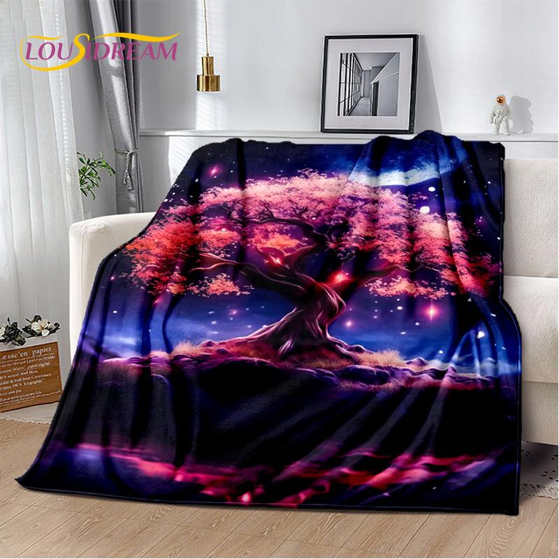 Couverture d'arbre de vie de la mythologie nordique Yggdrasil, couverture douce en flanelle pour la maison, la chambre à coucher, le lit, le canapé, le pique-nique, le bureau, les enfants