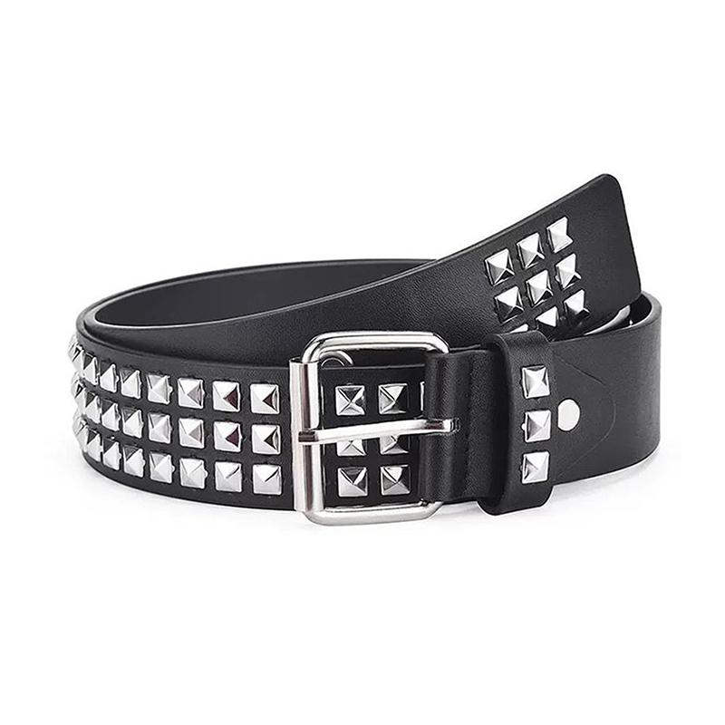 Rivet Hollow Bullet Decoration Belt Ladies Leather Studded Gift Man'S Goth Rock Wild Adjustable Women Punk Black Belt
