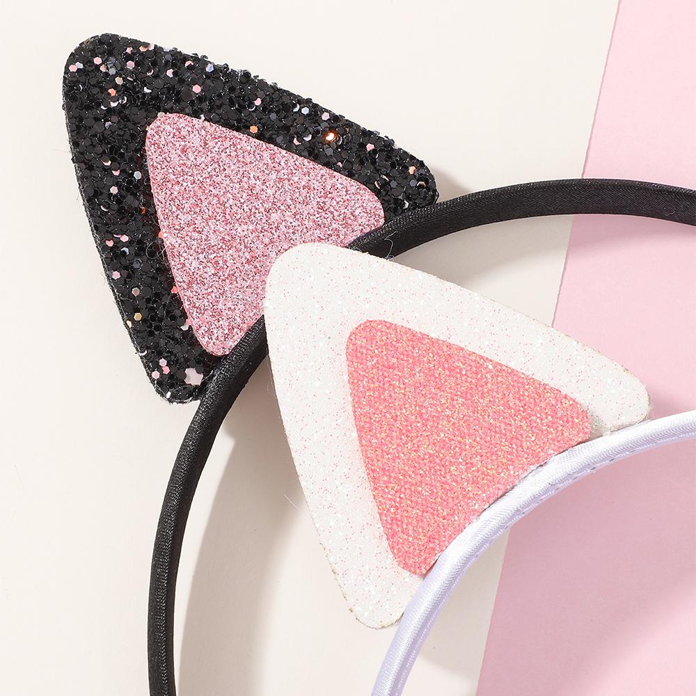 3pcs/set Cute Reversible Sequin Cat Ear Headband for Girls Lovely Anime Hair Clip Cartoon Headdress Cosplay Hair Accessories