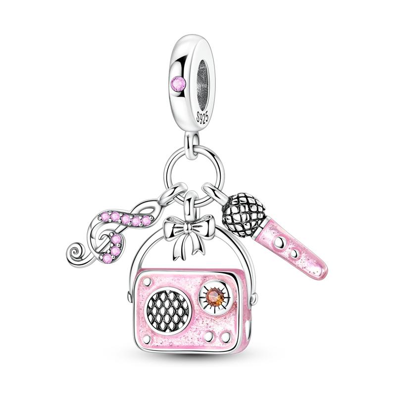 New In Charms Copper Pink Love Heart Girls Pendant Charms Bead Fit Original Bracelet For Women Diy Jewelry Gift